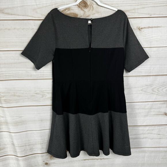 eShakti Black & Gray Color Block Short Sleeve Mini Shirt Dress Size XL - Picture 5 of 10